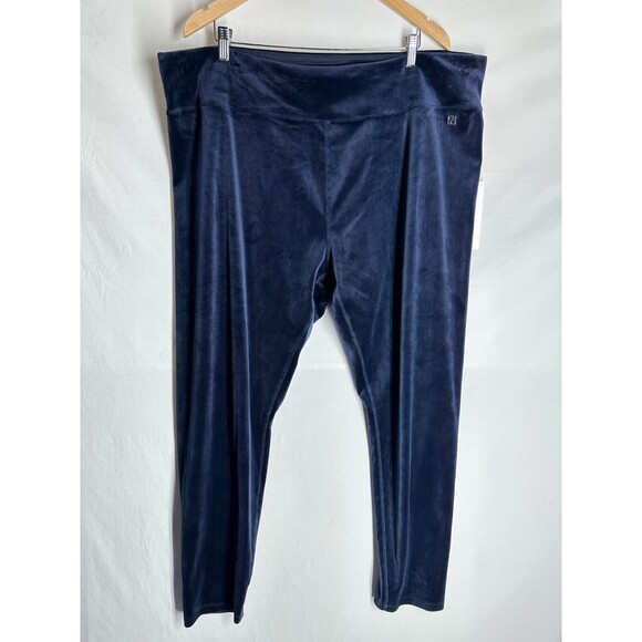 NWT Calvin Klein Women's Velvet Velour Pull On Pants Wide Leg Blue Plus Size 3X - Picture 6 of 7